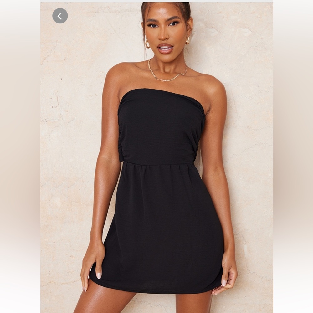 Black textured bow tie dress